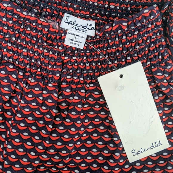 Splendid Tank Swing Sleeveless Halter Keyhole Neck Smocked Red White Navy XL NWT - Picture 16 of 16